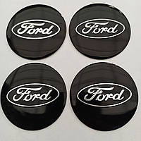 Наклейка опукла на ковпачок диска Ford чорна 56 мм