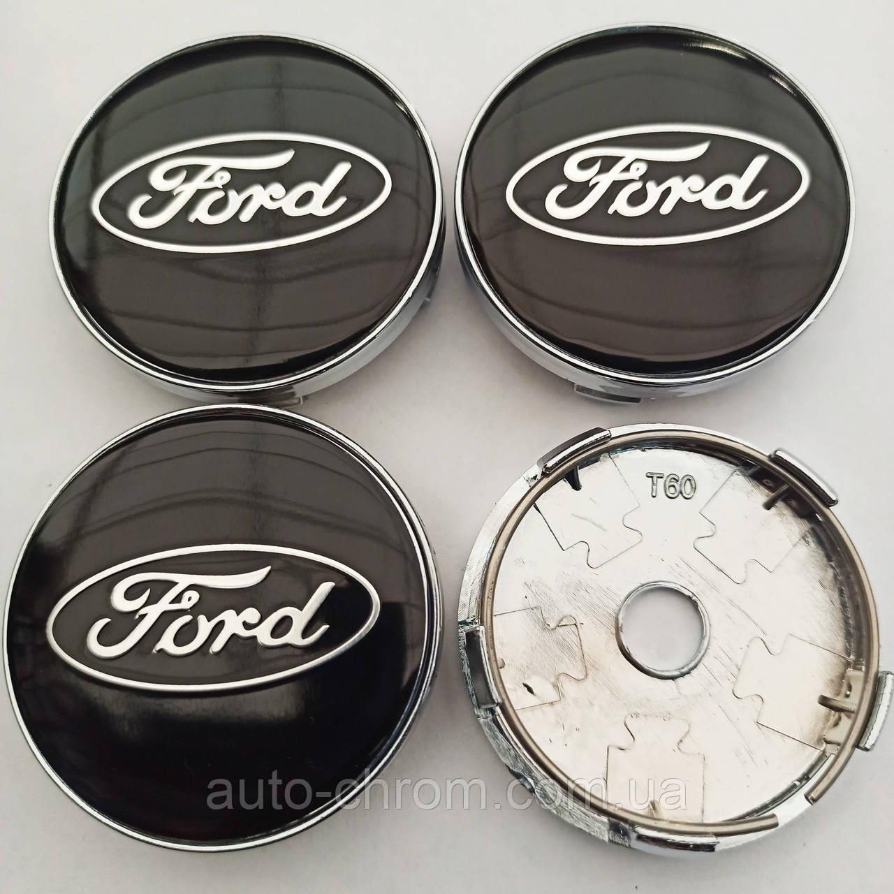 Ковпачки у диски Ford 56-60 мм чорні, фото 1