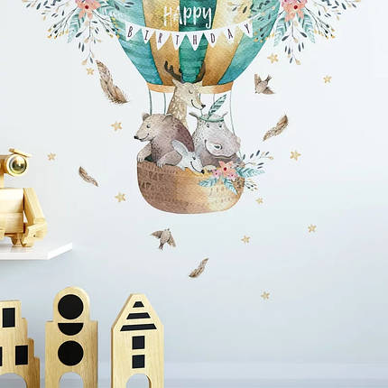 Декоративні наклейки для дитячого садка, наклейка в дитячу "повітряні кулі акварель" 75*78см (лист30*90см), фото 2