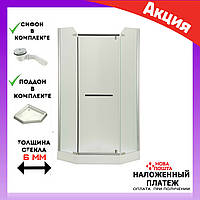 Душевая кабина пятиугольная 90x90 см с поддоном AquaStream Premium 90 LM Pentagon стекло матовое