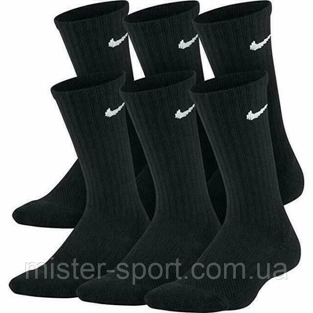 Шкарпетки для тенісу та спорту Nike Cushion Cotton Crew 6 пар в пакованні чорні
