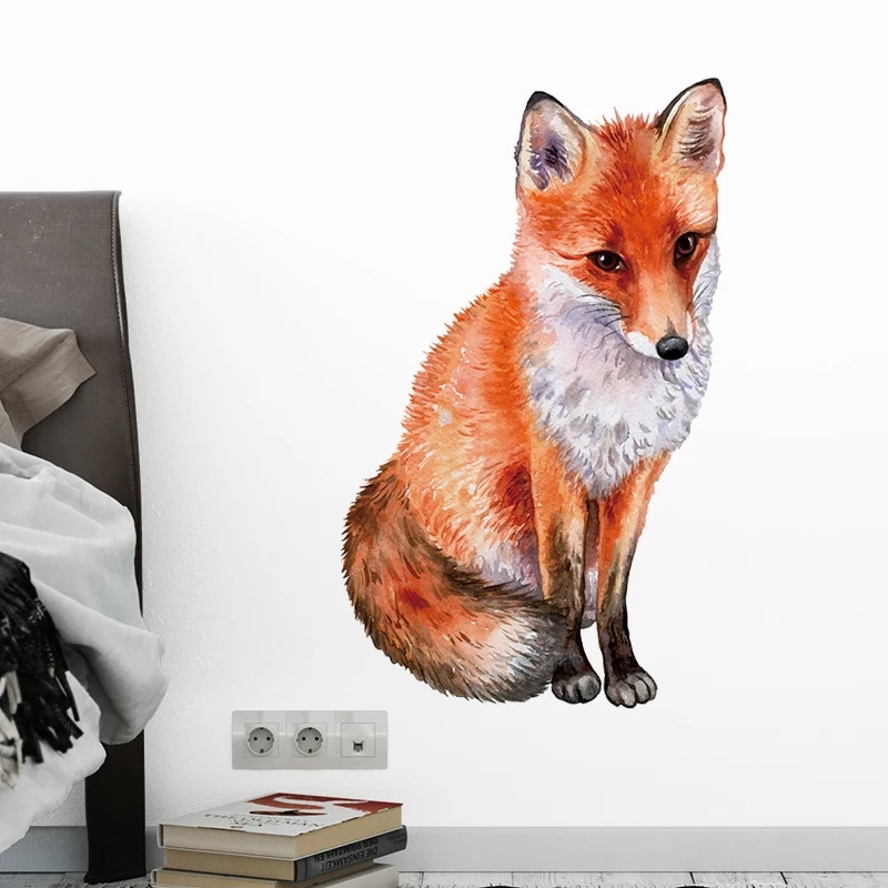 УЦІНКА! Вінілові наклейки на стіну, двері, вікна, вітрини "руда лисиця" 45 см*29 см (лист 46 см*30 см)