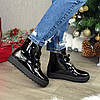 Черевики жіночі лаковані чорні на товстій підошві, фото 2