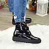 Черевики жіночі лаковані чорні на товстій підошві, фото 5