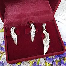 Крила Комплект Сережки, Кулон, Крильця, Крило, Срібло 925, Золото 585.