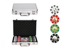 Набор для покера в алюминиевом кейсе 200 фишек с номиналом | покерный набор