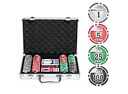 Набір для покеру в алюмінієвому кейсі 200 фишек з номіналом | покерный набір, фото 2