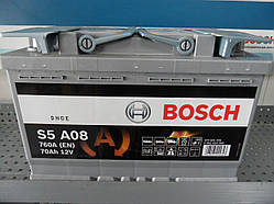 Автомобільний акумулятор, BOSCH, 0092S5A080, 70Ah — + AGM, Bosch Silver 70 А·год, 760А, -+