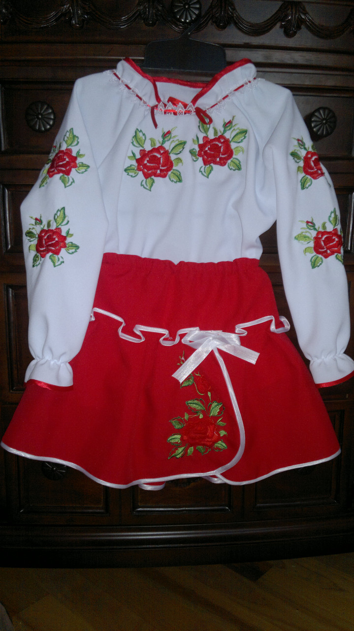 Костюм-вышиванка для девочки "Розы" (7-8 лет) - фото 1 - id-p187754568