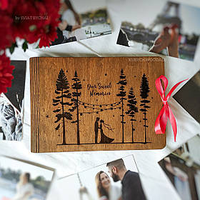 Дерев'яний фотоальбом для закоханих | сімейний фотоальбом з паперовими сторінками на річницю весілля