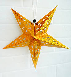 Паперові зірки, розмір - 28 см, щільний картон високої якості, колір - золото (голограма)