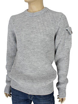 В'язаний чоловічий светр Comandini 0530 Н коло в світло-сірому кольорі