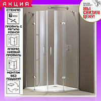 Полукруглая душевая кабина 90х90 см Huppe Aura 400801092321 прозрачное стекло