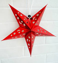 Паперові зірки, розмір - 28 см, щільний картон високої якості, колір - червоний (голограма)