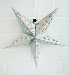 Паперові зірки, розмір - 45 см, колір - срібло (голограма)