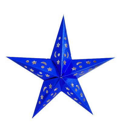 Картонні зірки, розмір – 60 см, колір – синій (голограма), фото 2