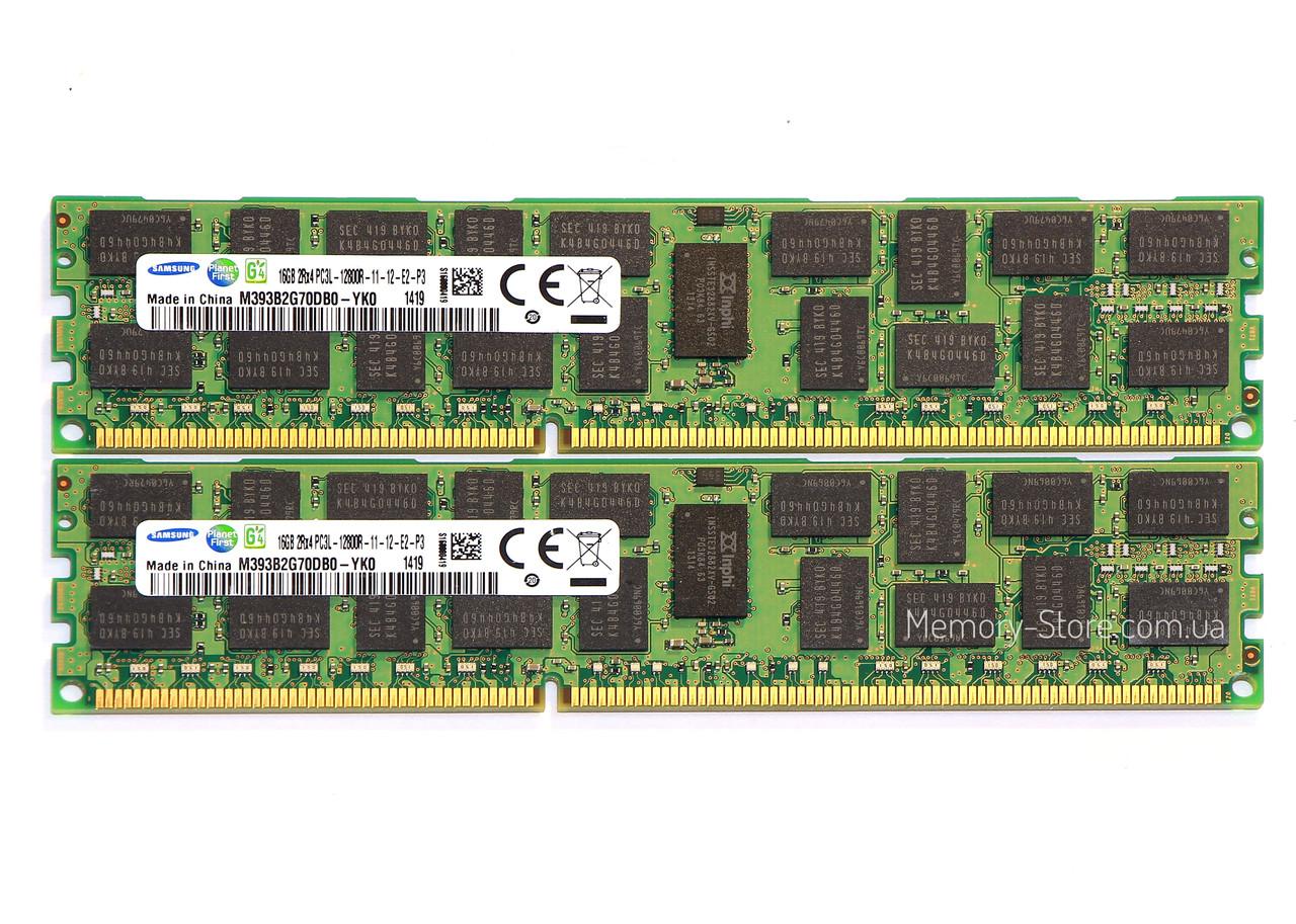 Оперативна пам'ять для сервера DDR3 32GB (2*16GB) PC3L-12800R (1600MHz) DIMM ECC Reg, Samsung