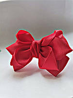Бантик на гумці для дівчинки з репсової стрічки червоний