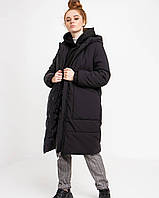Женская длинная куртка пальто черная зимняя