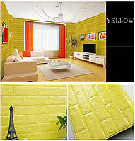 Самоклеючі 3D панелі декоративна 3д панель цегла Wall Sticker 700х770х7мм жовта цегла.