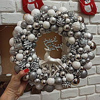 Новорічний, різдвяний вінок на двері, камін, стіну 33 см