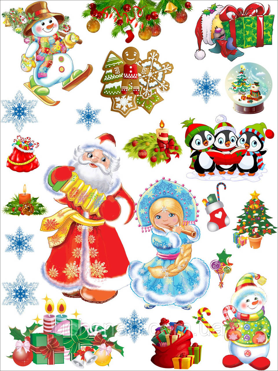 Набір декоративних наліпок Дід мороз і Снігурка | Набор декоративных наклеек Дед мороз и Снегурочка
