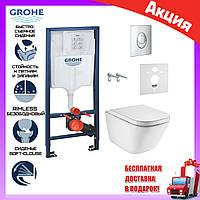 Унитаз подвесной Roca Gap Rimless A34H47C000 сиденьем slow-closing + инсталляция Grohe Rapid SL 38721001