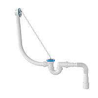 Cифон для ванны U-образный, выпуск 70 мм, пробка с цепочкой, гибкая труба 1 1/2 40/50 (NOVA 1520)