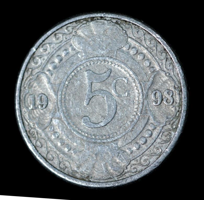 Монета Нідерландських Антильських островів 5 гульденів 2010 р.