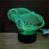 Нічні лампи в дитячу, Спортивний автомобіль з пультом управління. 3D світильники лампи, фото 8