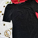 Чорна вечірня сукня блискуча на короткий рукав, фото 2