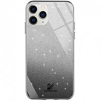 Чехол силиконовый блестки Swarovski для iPhone 11 pro max white-black