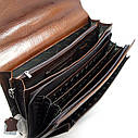 Портфель чорний Desisan для документів, Чоловіча ділова модна сумка чорного кольору з натуральної шкіри, фото 4