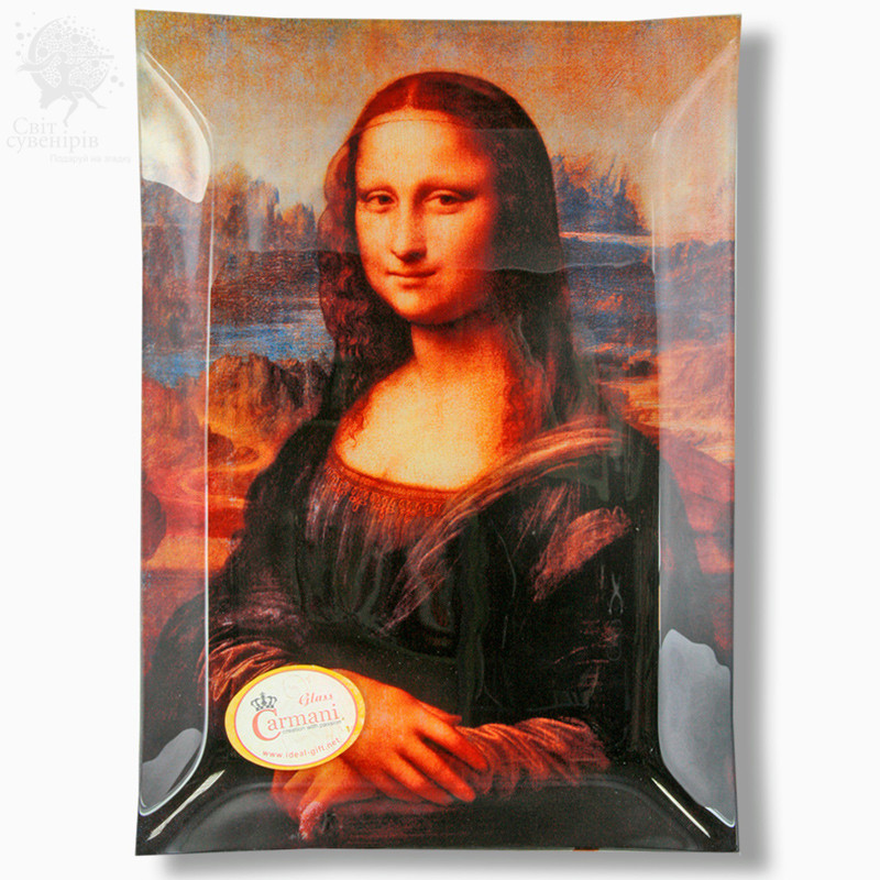 Скляна тарілка Леонардо да Вінчі «Мона Ліза» Carmani, 28х20 см