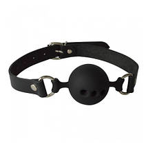 Кляп шар силіконовий дихаючий Cherry Gag БДСМ S - 38 mm (чорний рожевий), фото 3