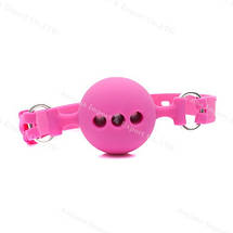 Кляп шар силіконовий дихаючий Cherry Gag БДСМ S - 38 mm (чорний рожевий), фото 4