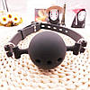 Кляп шар силіконовий дихаючий Cherry Gag БДСМ S - 38 mm (чорний рожевий), фото 6