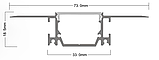 Світлодіодний профіль для гіпсокартону під штукатурку врізний 73 (33х23)х19 мм (3 метри) з матовою кришкою, фото 2