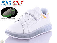 Белые светящиеся кроссовки (фосфорные) для девочек ТМ Jong Golf 10139 размеры 30 - 32