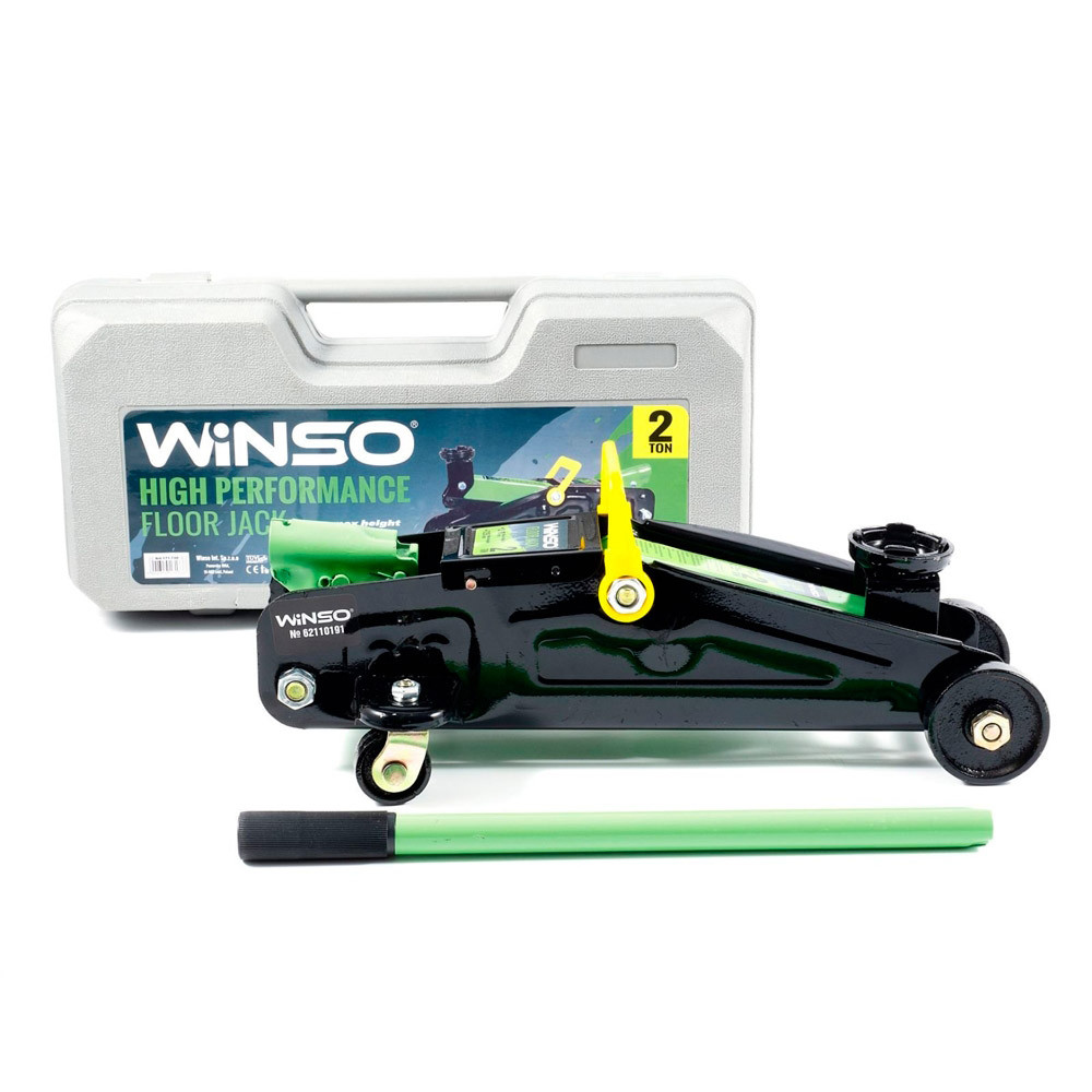 Домкрат гідравлічний телескопічний підкатний WINSO 2т, вис. 125-300мм, пластикова упаковка 171660