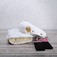 Муфта рукавички роздільні, на коляску / санки, універсальна, для рук, молочний плюш мінкі (колір - білий)