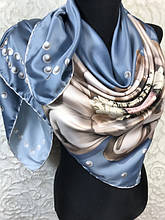 Жіночі шовкові хустки "Перлина" з оздобленням ручної роботи Туреччина 90х90 см