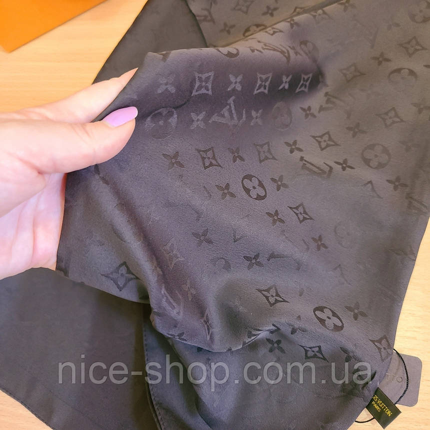 Хустка Louis Vuitton шовкова, шоколадного кольору, фото 1