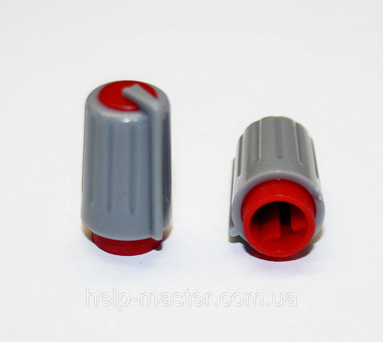 Ручка для потенціометра сіра червона вставка з вказівником, фото 1