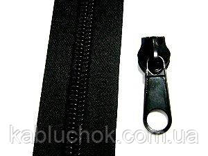 Блискавка № 10 спіральна (вита) метражні, колір чорний, фото 1