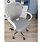 Сірий комп'ютерний стілець для дівчинки Daisy спинка сітка з підлокітниками, фото 4