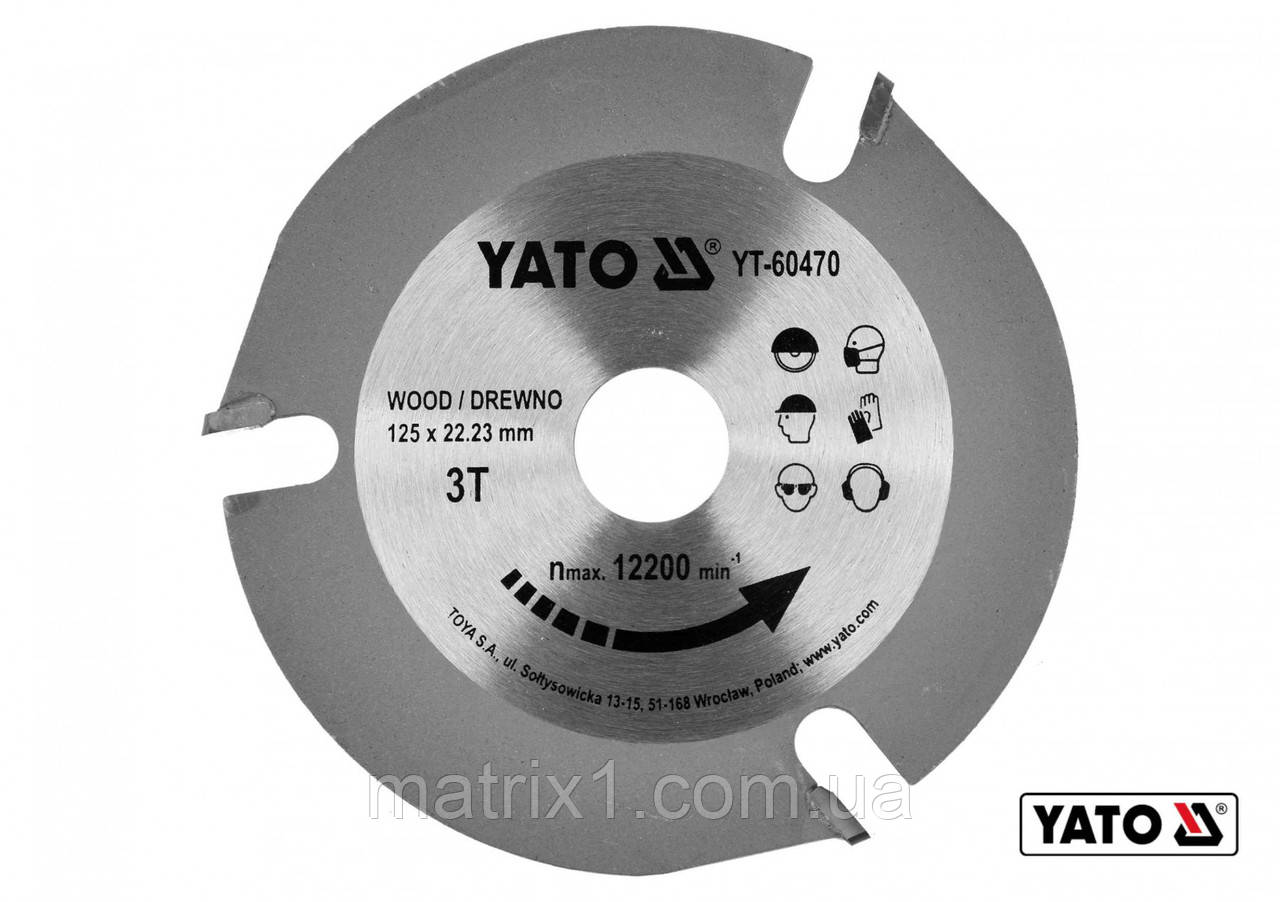Диск пиляльний для дерева 125 мм/23 X 3.8 мм 3 зуби (YT-60470) YATO