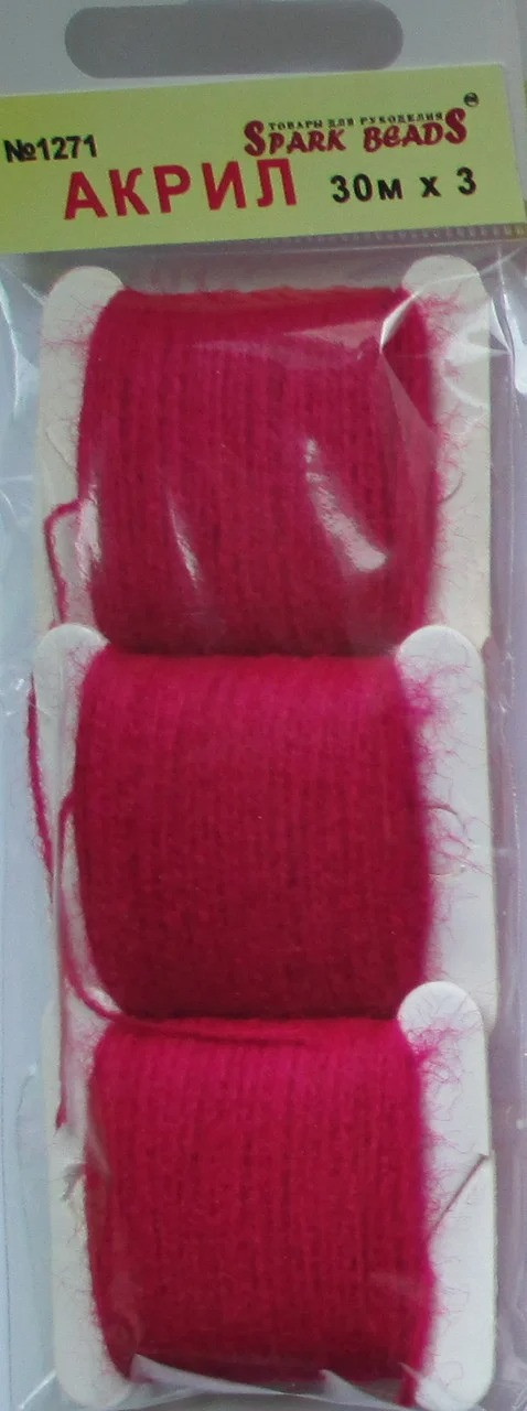 Акрилова нитка для вишивки 1271. Колір яскравий пурпурово-червоний, фото 1