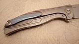 Складаний ніж фліпер Green Thorn F7 M390, підшипник, титанова ручка, фото 5