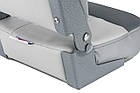 Складне сидіння рибалки 1040230-01 для човна катера яхти висота 25 см пластиковий корпус вінілова оббивка сірий колір, фото 3